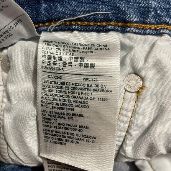 Levis 501 Womens Jeans Size 28 Button Fly Straight Medium Wash Distressed Denim - Picture 9 of 12